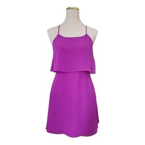 💕Gianni Bini Purple Chiffon Mini Dress Size 4 Pullover Side Zip Sun Dress